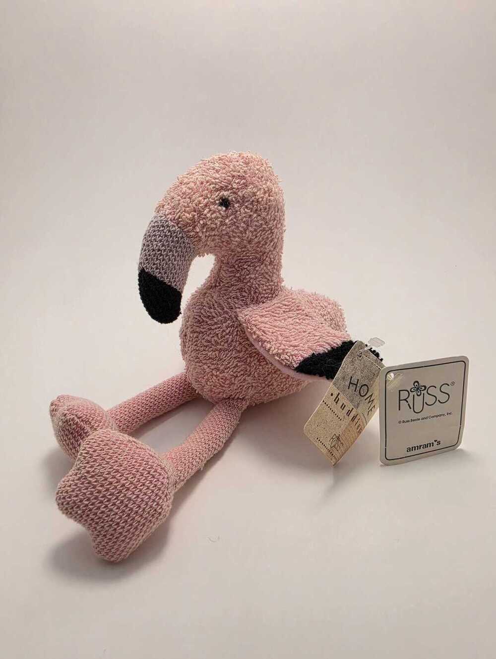RUSS Home Buddies Stilts Pink Flamingo Terry Cloth Beanie Plush Stuffed Animal